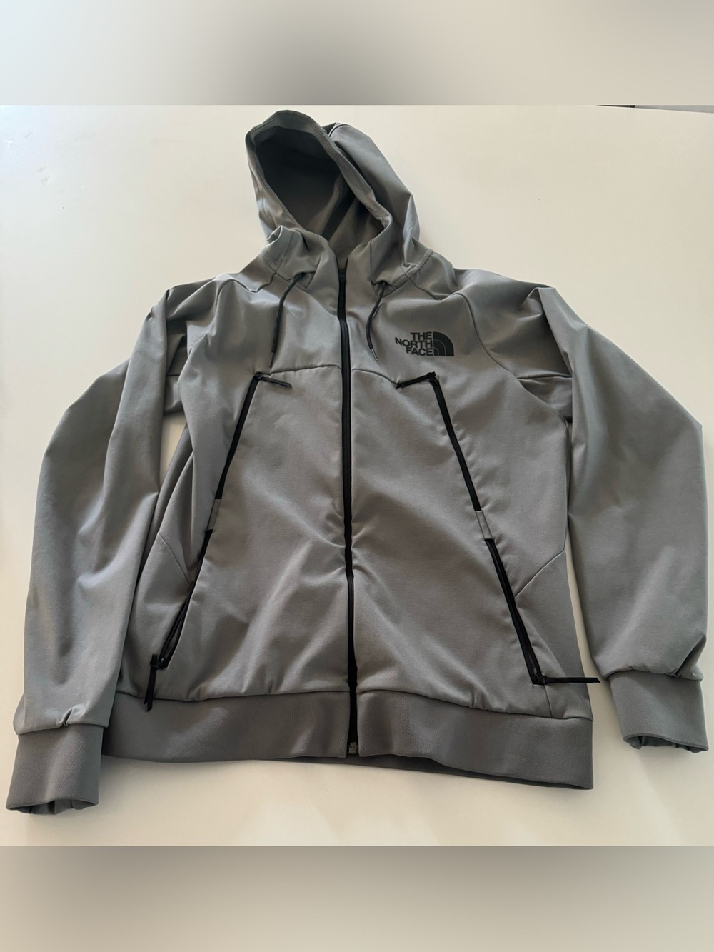 The North Face Men's Light Gray Hooded Softshell Jacket